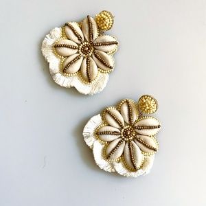 Beaded Seashell Fan Handmade Earrings